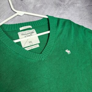 Abercrombie Fitch Sweater‎ Cashmere Blend Mens XXL Green Muscle V Neck Moose